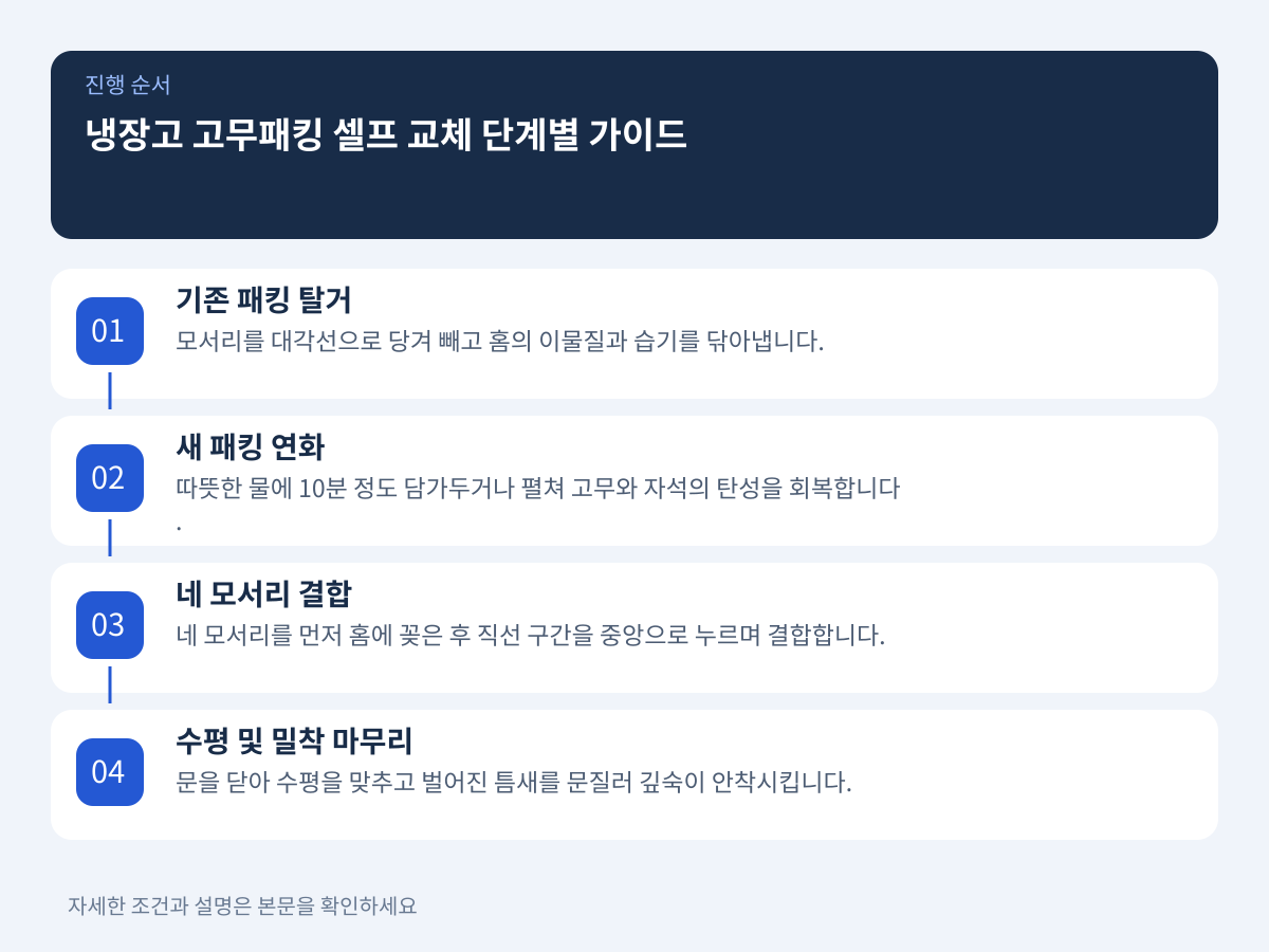 냉장고 고무패킹 셀프 교체 단계별 시공 가이드 설명 이미지