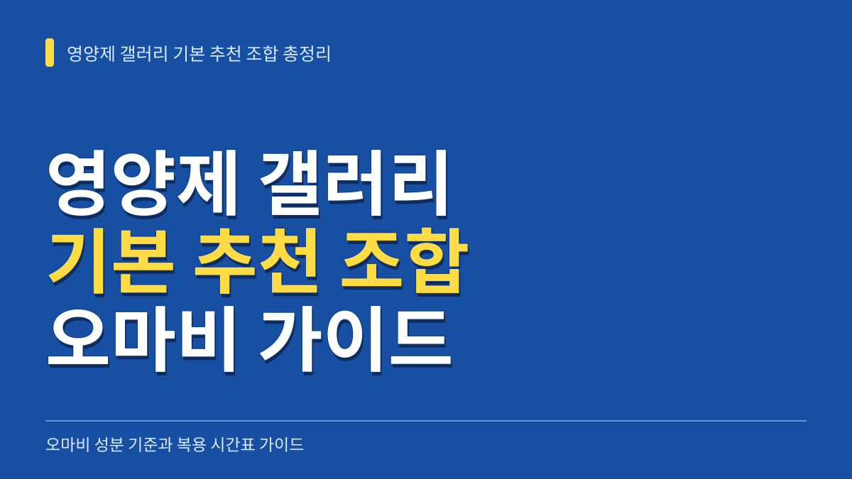 디시 영양제 갤러리 기본 추천 조합 총정리: 오마비 성분 기준과 복용 시간표 가이드 대표 이미지