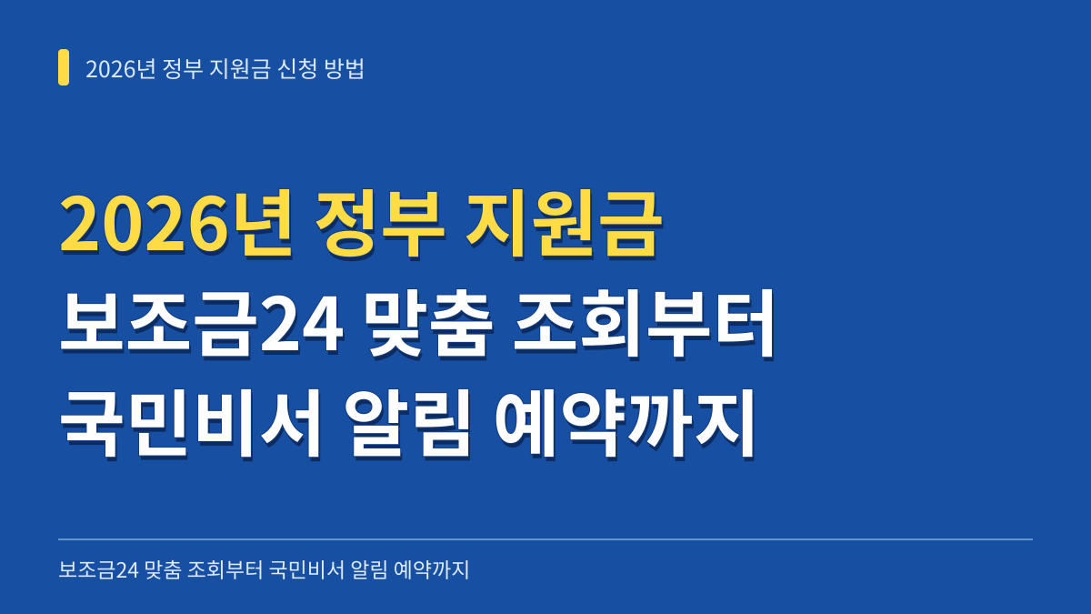 2026년 정부 지원금 신청 방법: 보조금24 맞춤 조회부터 국민비서 알림 예약까지 대표 이미지