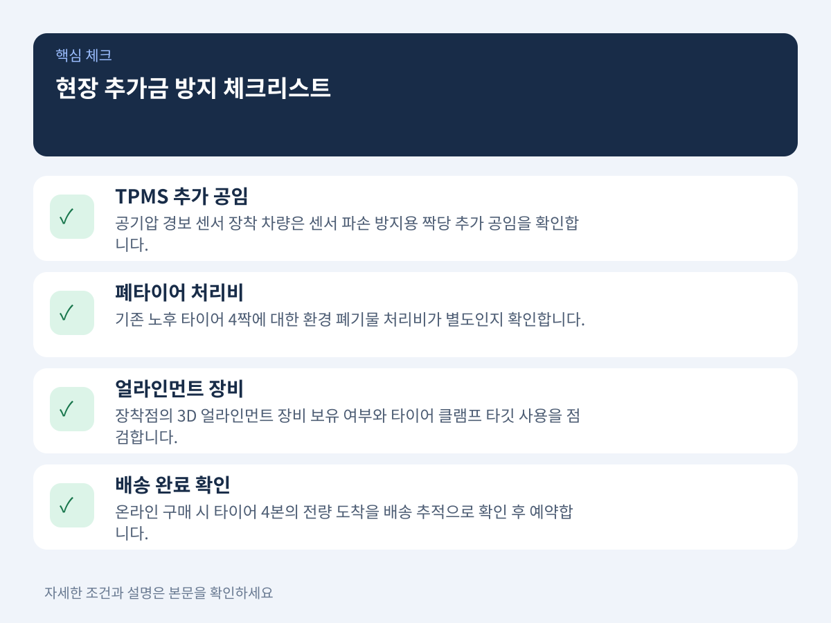 현장 추가금 방지와 당일 예약 시 필수 체크리스트 설명 이미지