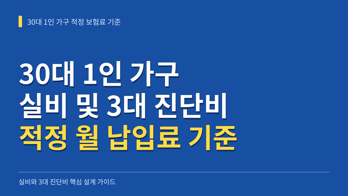 30대 1인 가구 실비 및 3대 진단비 적정 월 납입료 계산 기준과 설계 가이드 대표 이미지