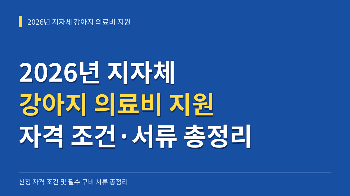 2026년 지자체 강아지 의료비 지원 신청 자격 조건과 서류 총정리 대표 이미지