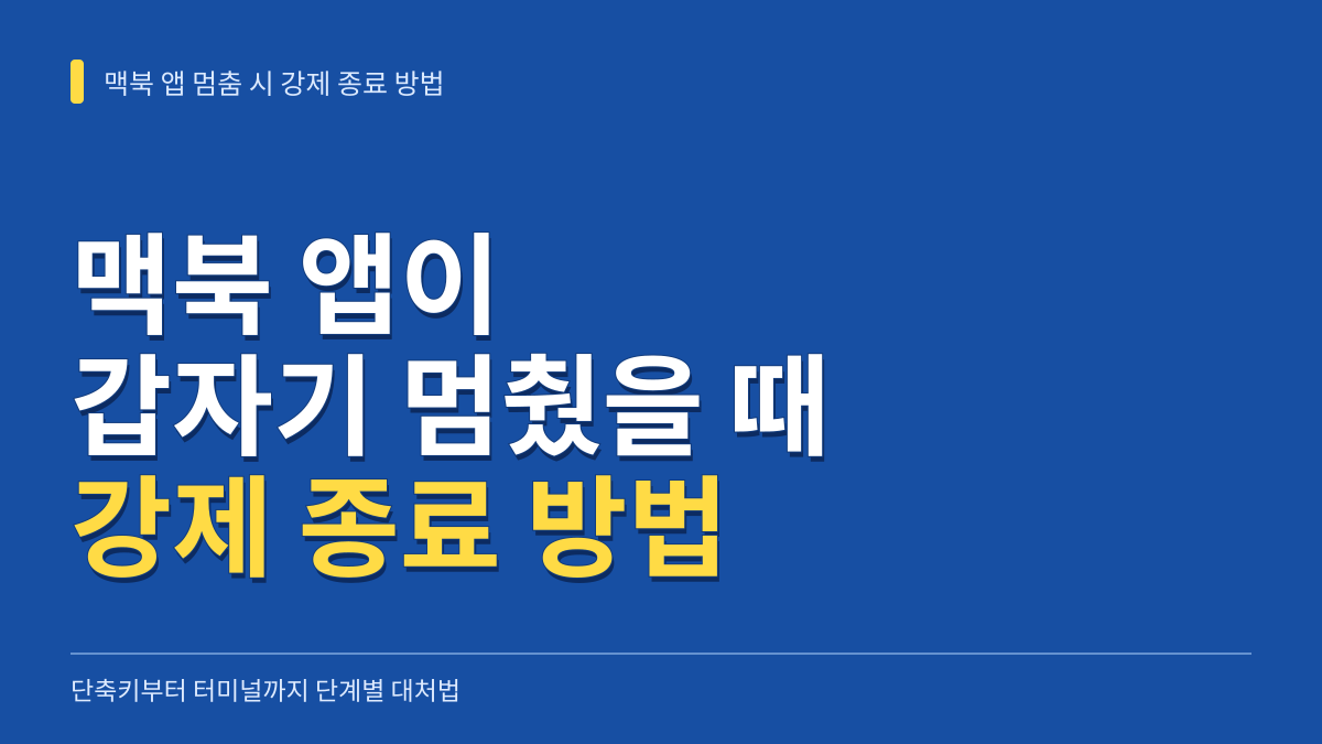 맥북 앱이 갑자기 멈췄을 때 강제 종료 방법: 단축키부터 터미널까지 대표 이미지