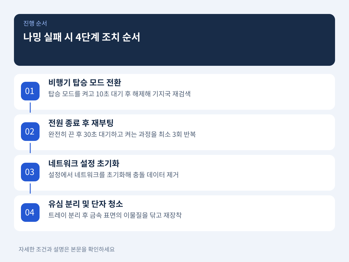 나밍 실패 시 실행해야 하는 4단계 조치 순서 설명 이미지