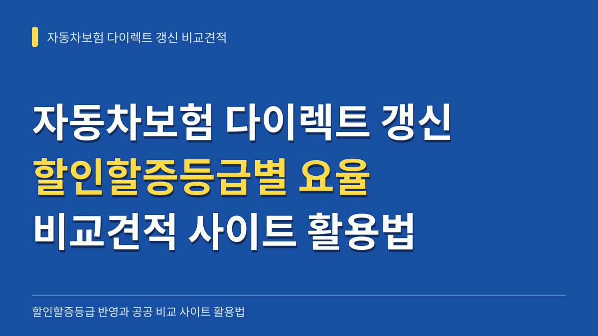 자동차보험 다이렉트 갱신 할인할증등급별 비교견적 사이트 활용법 대표 이미지