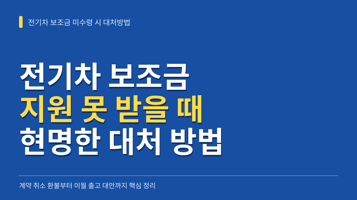 전기차 보조금 지원 못받을 때 대처방법: 계약 취소 환불부터 이월 출고 대안까지 대표 이미지