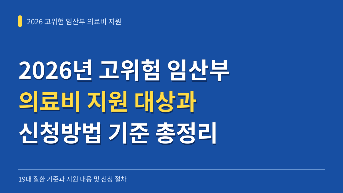 2026년 고위험 임산부 의료비 지원 대상 19대 질환과 신청방법 기준 총정리 대표 이미지