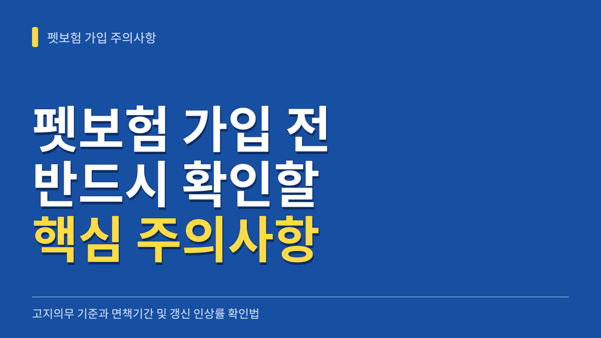 펫보험 가입 주의사항: 고지의무 기준부터 질병 면책기간 및 갱신 인상률 확인법 대표 이미지