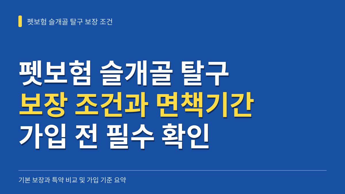 펫보험 슬개골 탈구 보장 조건과 면책기간 비교: 기본 보장 vs 특약 및 1기 진료 이력 가입 기준 대표 이미지