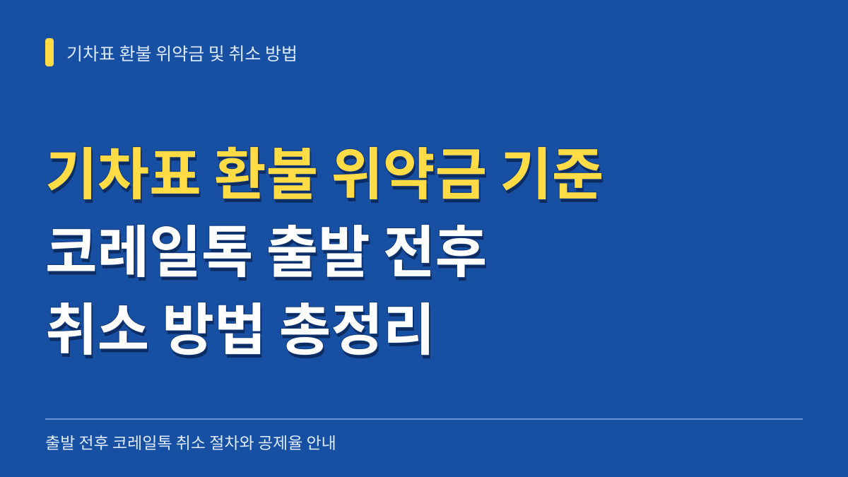 기차표 환불 위약금 기준과 코레일톡 출발 전후 취소 방법 총정리 대표 이미지