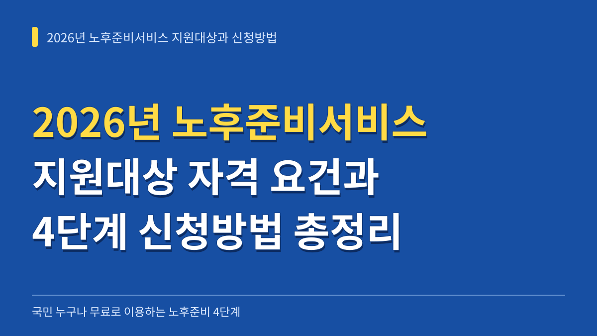 2026년 노후준비서비스 지원대상 자격 요건과 4단계 신청방법 총정리 대표 이미지