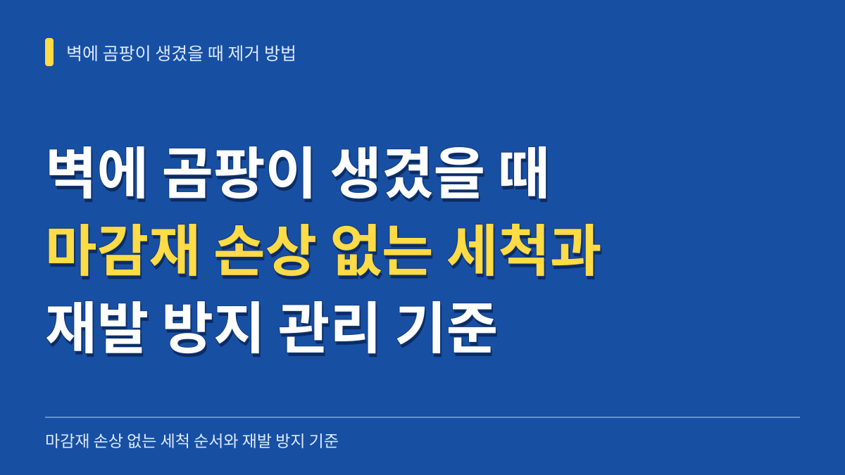 벽에 곰팡이 생겼을 때 제거 방법: 마감재 손상 없는 세척 순서와 재발 방지 기준 대표 이미지