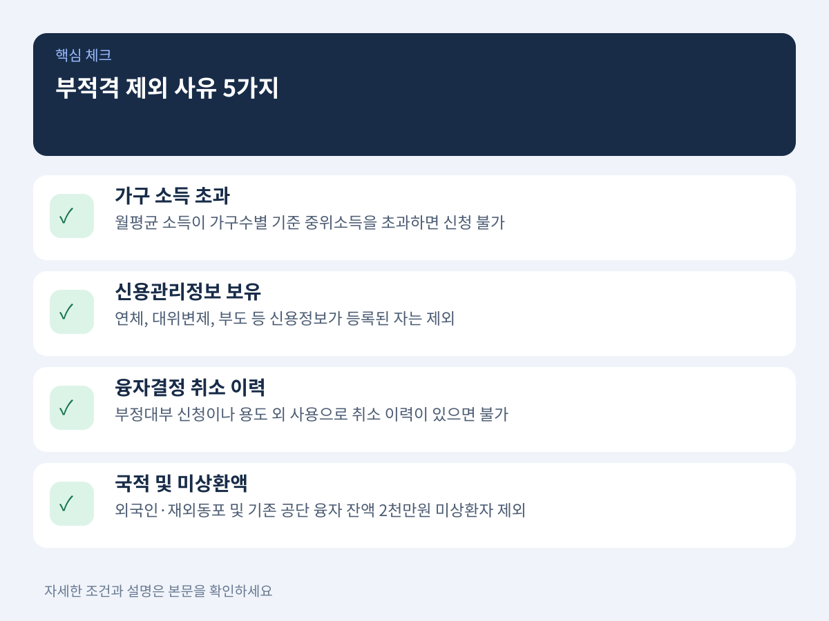 신청 전 반드시 확인해야 할 부적격 제외 사유 5가지 설명 이미지