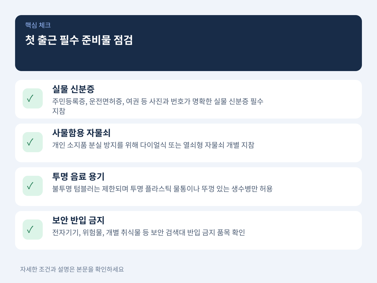 첫 출근 필수 준비물과 반입 제한 물품 점검 설명 이미지