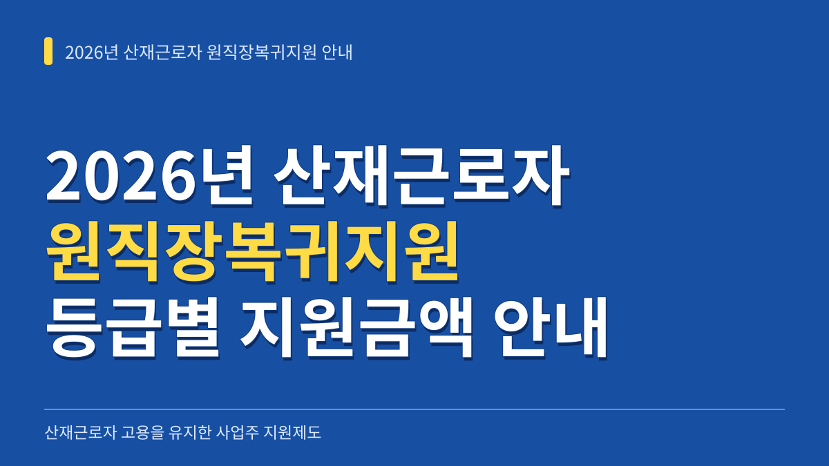 2026년 산재근로자 원직장복귀지원 지원대상 및 등급별 지원금액·신청방법 안내 대표 이미지