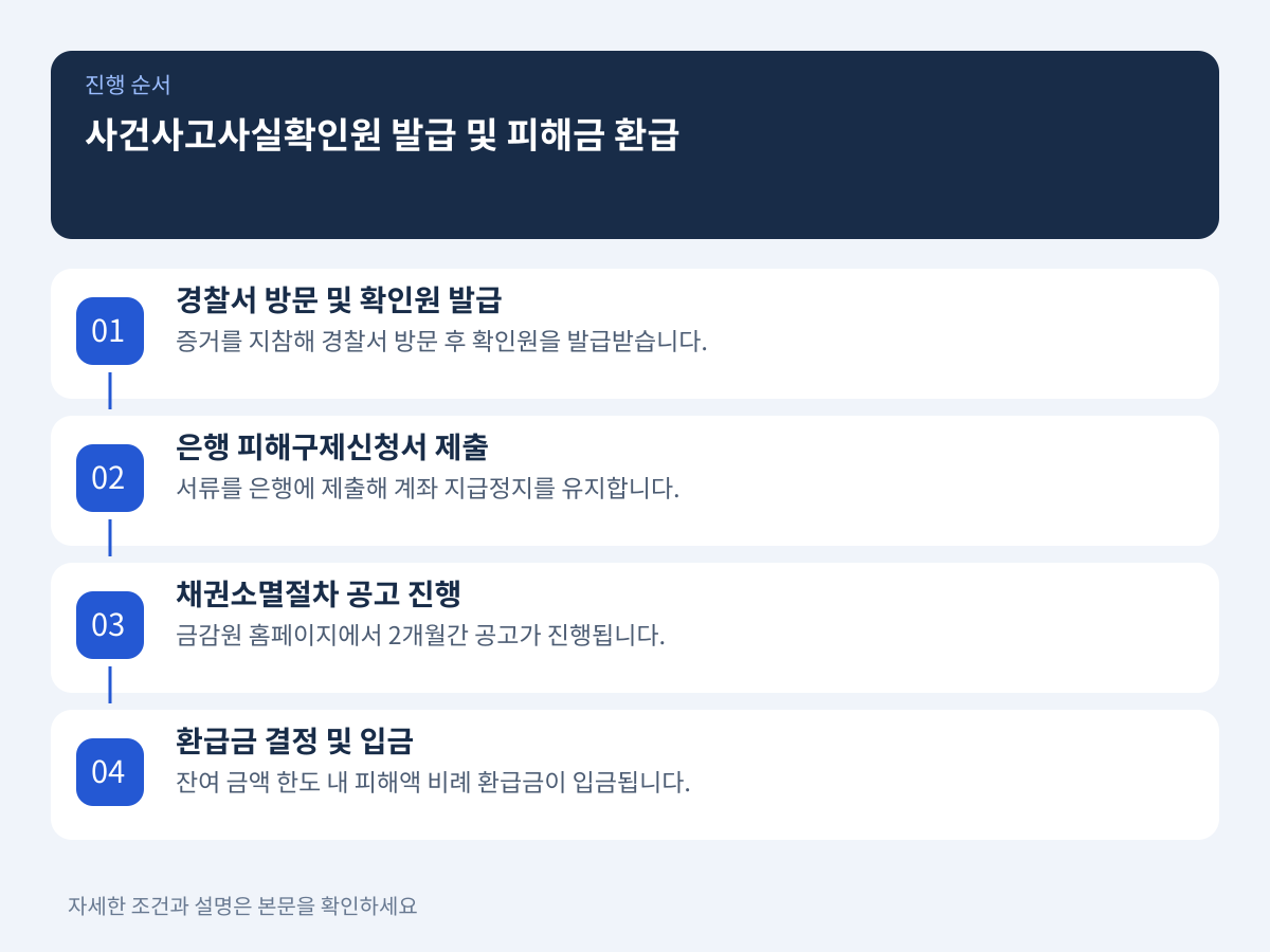 경찰서 사건사고사실확인원 발급과 피해구제신청 및 환급 절차 설명 이미지