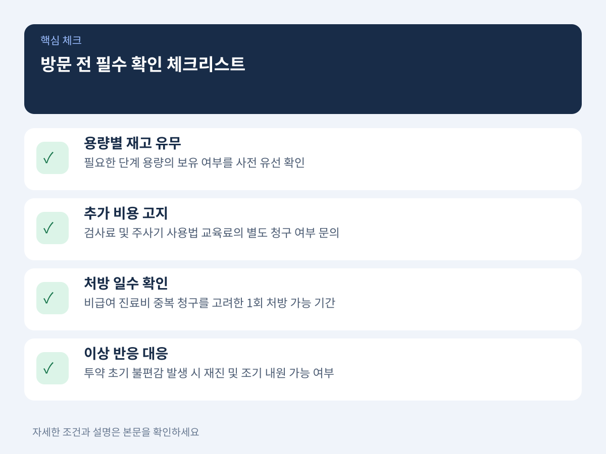 방문 전 필수 확인 체크리스트와 유의사항 설명 이미지