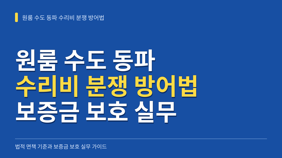 원룸 수도 동파 수리비 분쟁 방어법: 법적 면책 기준과 보증금 보호 실무 대표 이미지