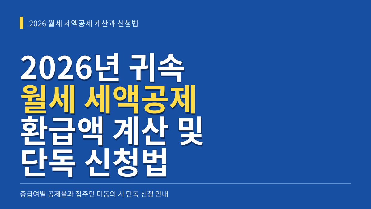 2026년 귀속 월세 세액공제 총급여별 환급액 계산과 집주인 미동의 시 단독 신청법 대표 이미지