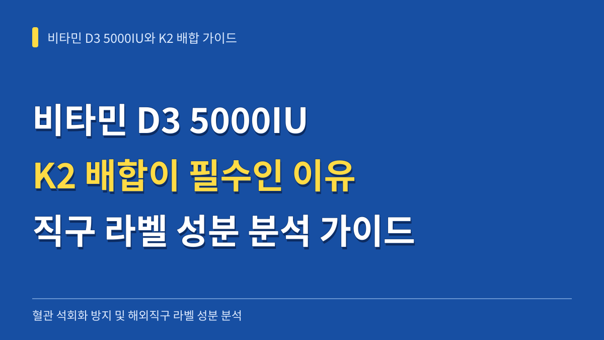 비타민 D3 5000IU 복용 시 K2 배합이 필수적인 이유와 직구 라벨 성분 분석 가이드 대표 이미지