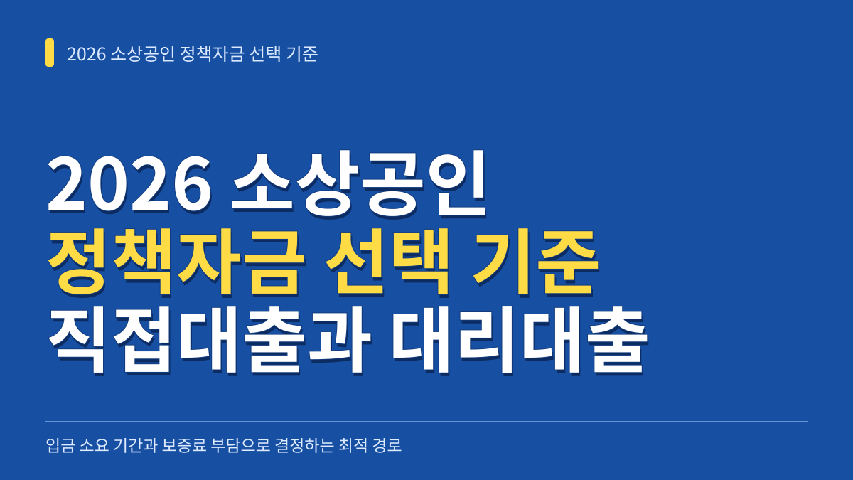 2026 소상공인 정책자금 선택 기준: 입금 소요 기간과 보증료 부담으로 결정하는 최적 경로 대표 이미지