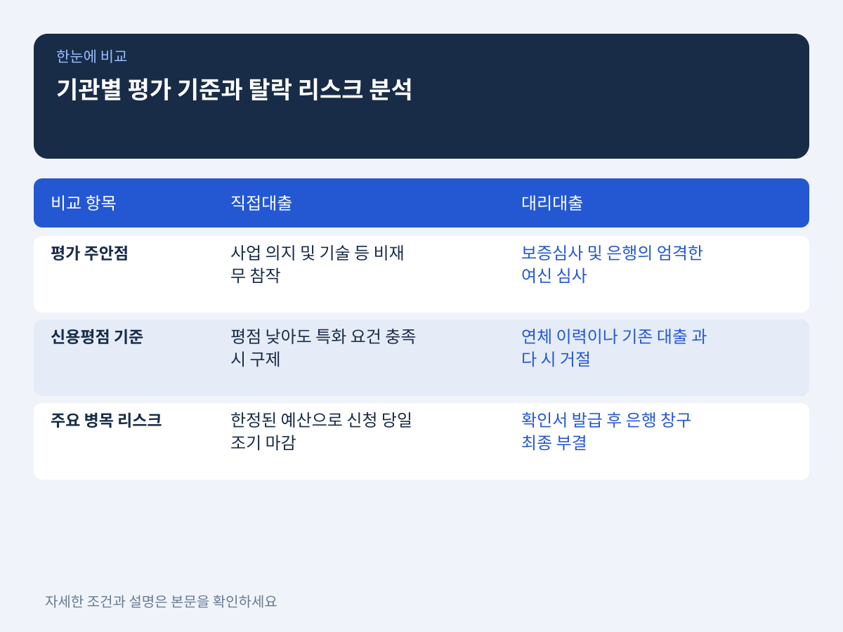 심사 잣대와 탈락 리스크: 기관별 평가 기준 분석 설명 이미지