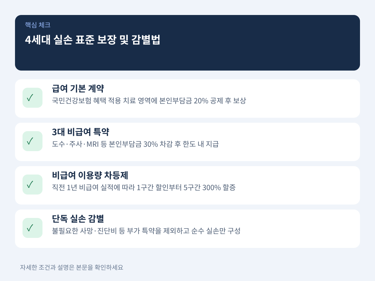 4세대 표준화 보장 체계 분석과 단독 실손 감별법 설명 이미지