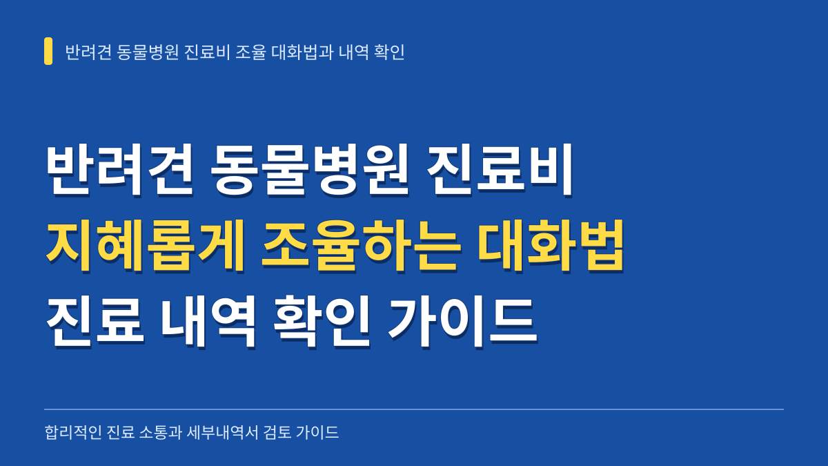 반려견 동물병원 진료비 지혜롭게 조율하는 대화법과 진료 내역 확인 가이드 대표 이미지