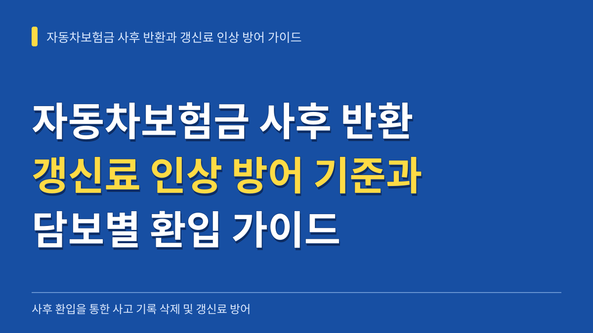 자동차보험금 사후 반환을 통한 갱신료 인상 방어 기준과 담보별 환입 가이드 대표 이미지