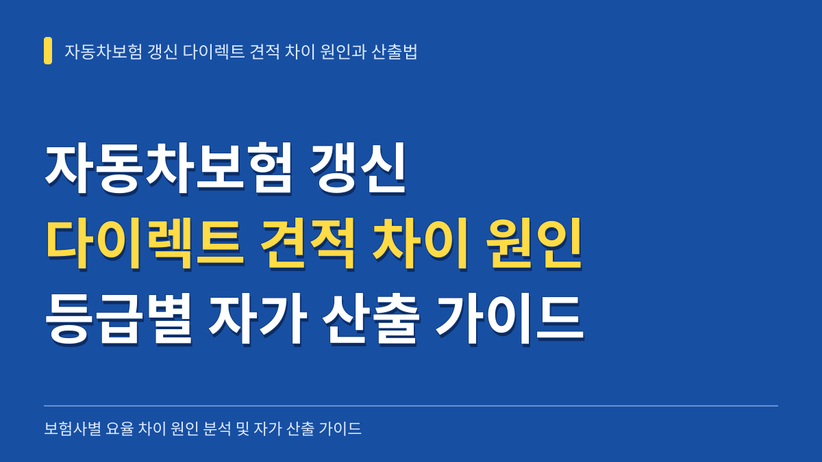 자동차보험 갱신 다이렉트 견적 차이 원인 분석과 등급별 자가 산출 가이드 대표 이미지