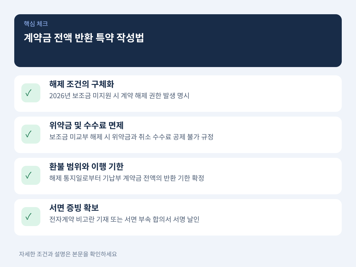 위약금 면제 및 계약금 전액 반환을 보장하는 특약 작성법 설명 이미지