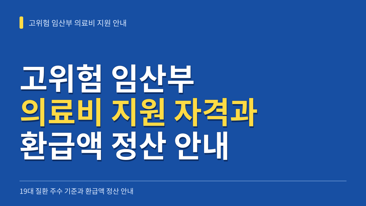고위험 임산부 의료비 지원 자격 기준과 19대 질환 주수 대조 및 환급액 정산 안내 대표 이미지