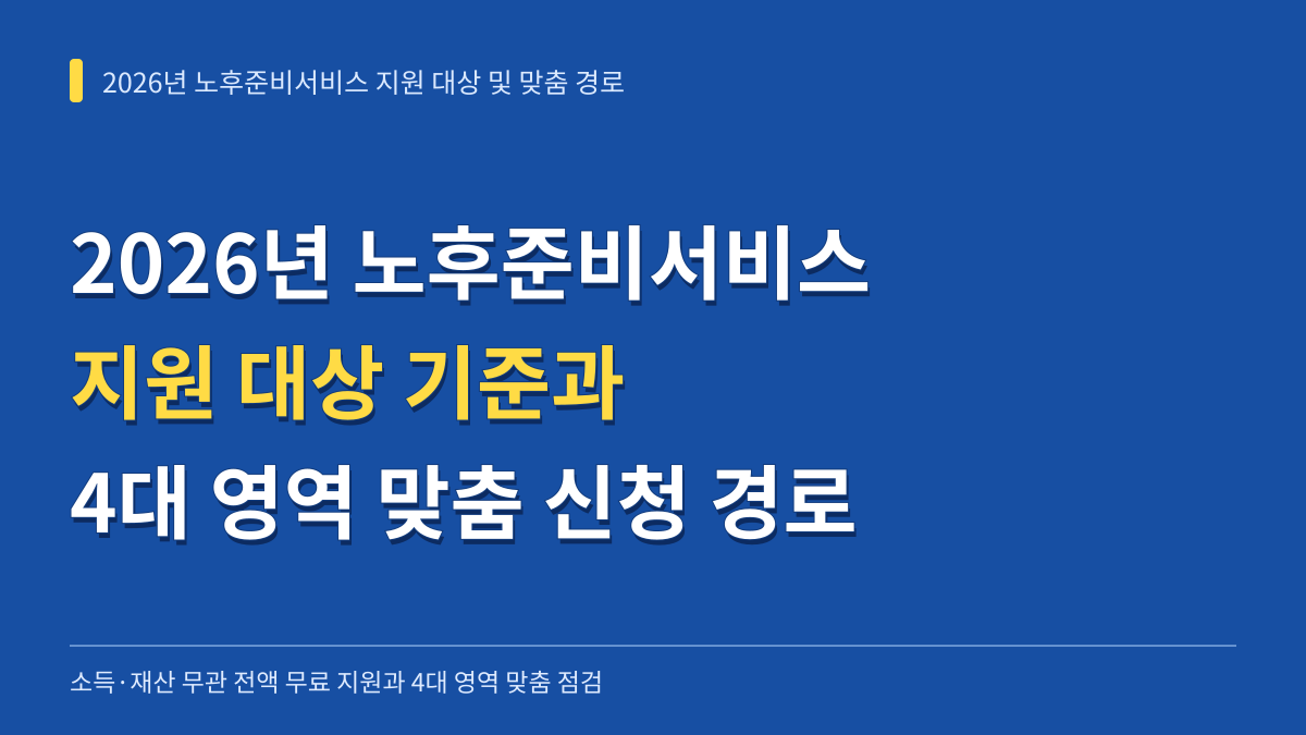 2026년 노후준비서비스 지원 대상 기준과 4대 영역별 맞춤 신청 경로 대표 이미지
