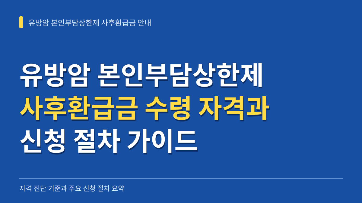유방암 본인부담상한제 사후환급금 수령 자격 진단과 신청 절차 가이드 대표 이미지