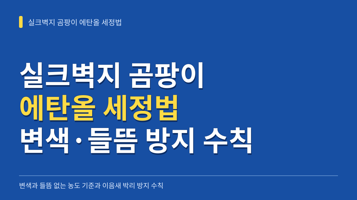 실크벽지 곰팡이 에탄올 세정법: 변색·들뜸 없는 농도 기준과 이음새 박리 방지 수칙 대표 이미지