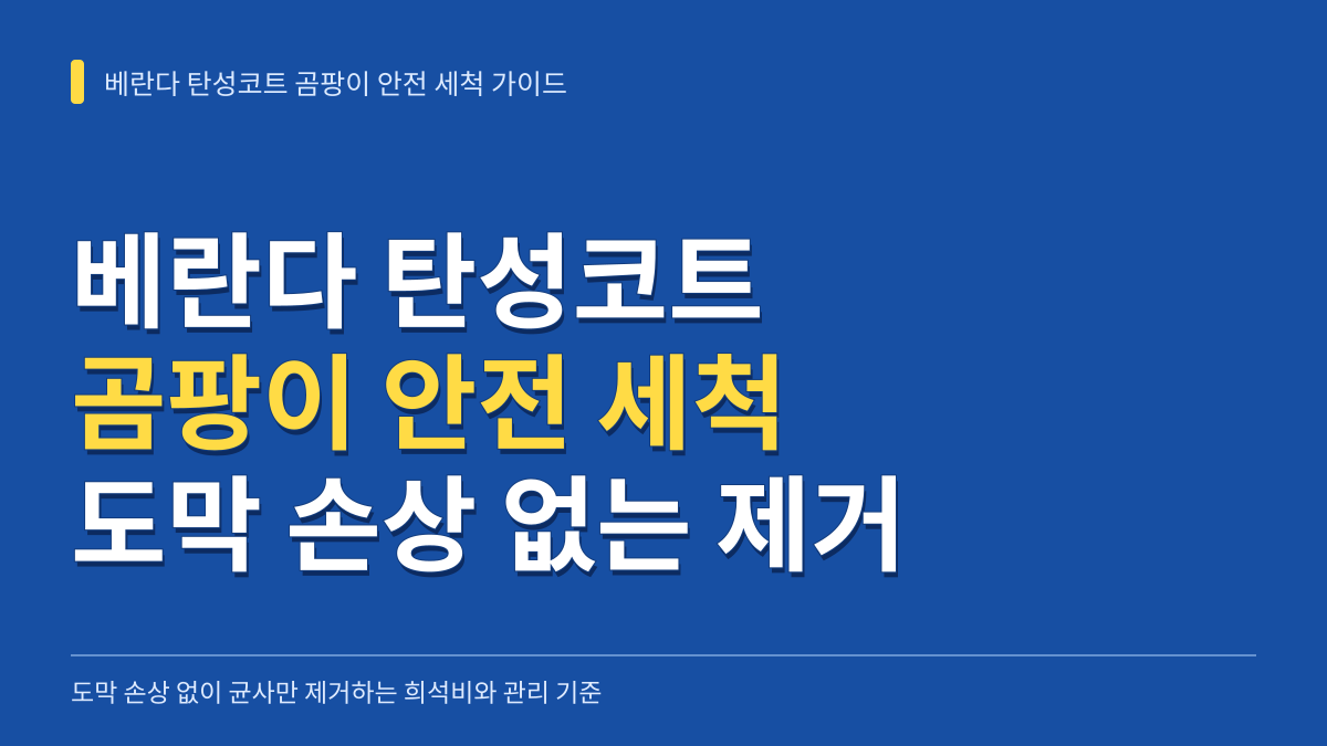 베란다 탄성코트 곰팡이 안전 세척 가이드: 도막 손상 없이 균사만 제거하는 희석비와 관리 기준 대표 이미지