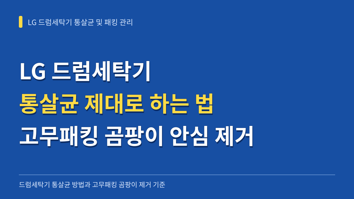 LG 드럼세탁기 통살균 제대로 하는 법과 고무패킹 곰팡이 안심 제거 기준 대표 이미지