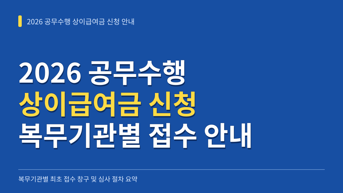 2026 공무수행 상이급여금 신청 경로 안내: 복무기관별 접수 창구와 심사 진행 기준 대표 이미지