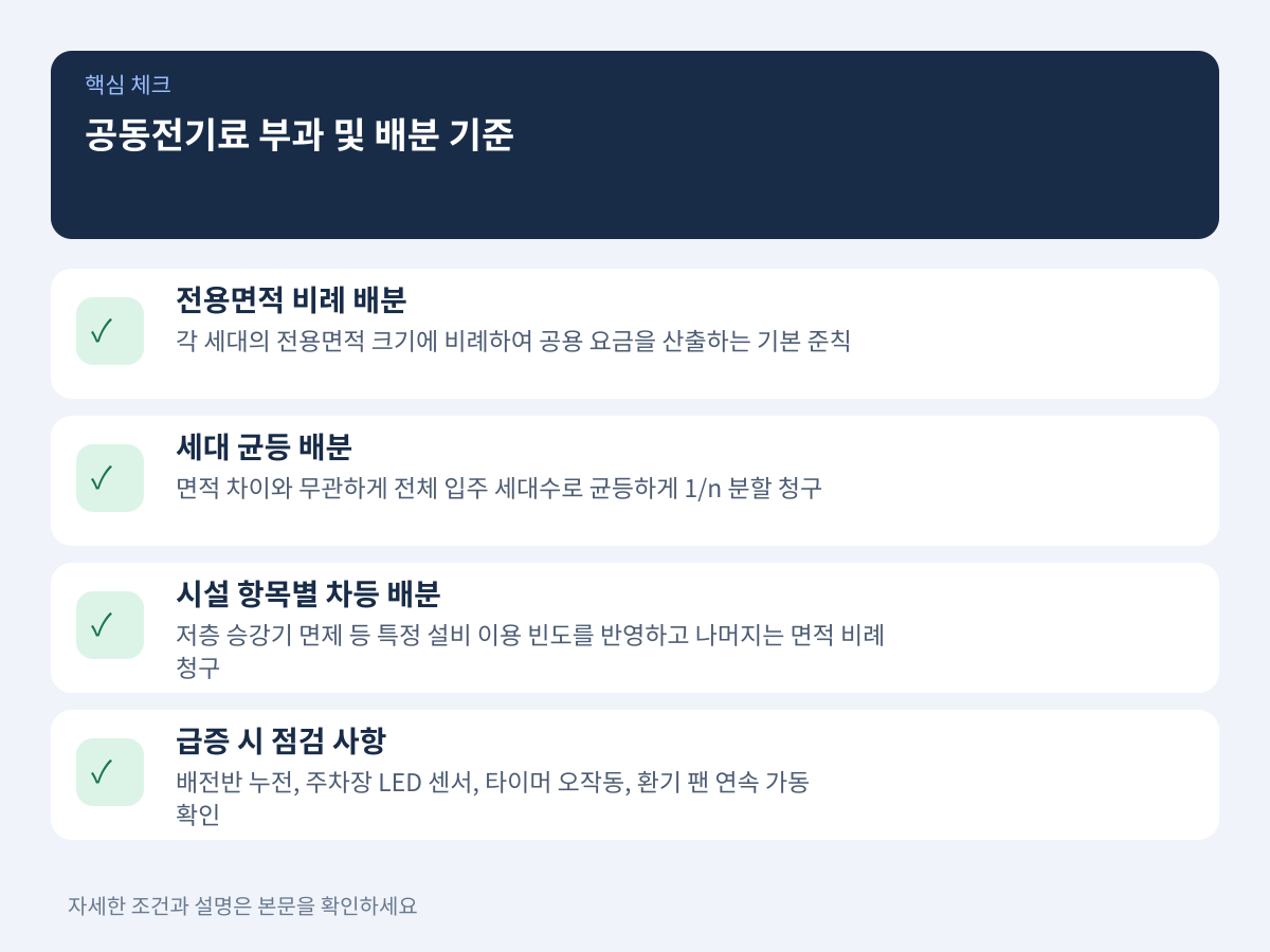 관리비 고지서의 공동전기료는 어떤 기준으로 배분되는가 설명 이미지