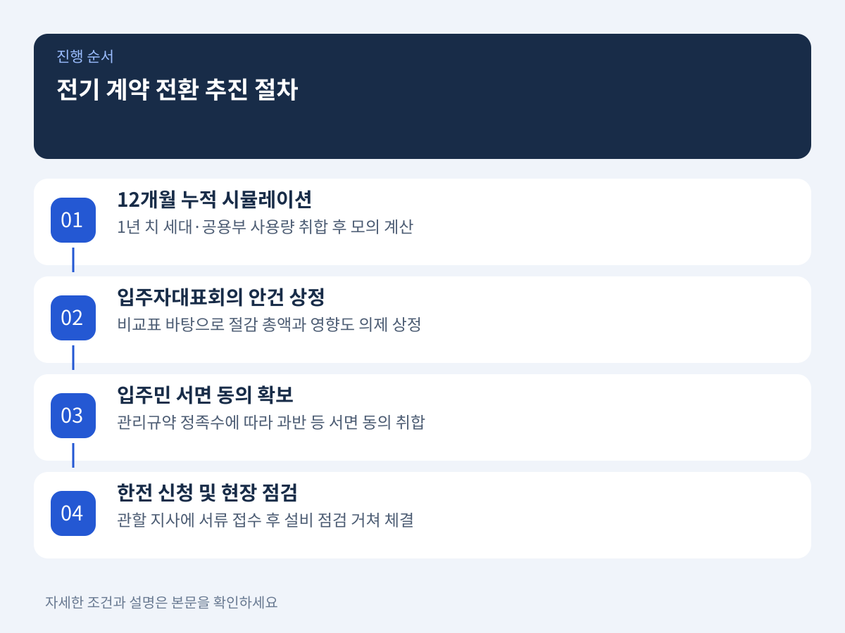 우리 아파트 계약 종별 확인과 계약 전환 추진 5단계 설명 이미지