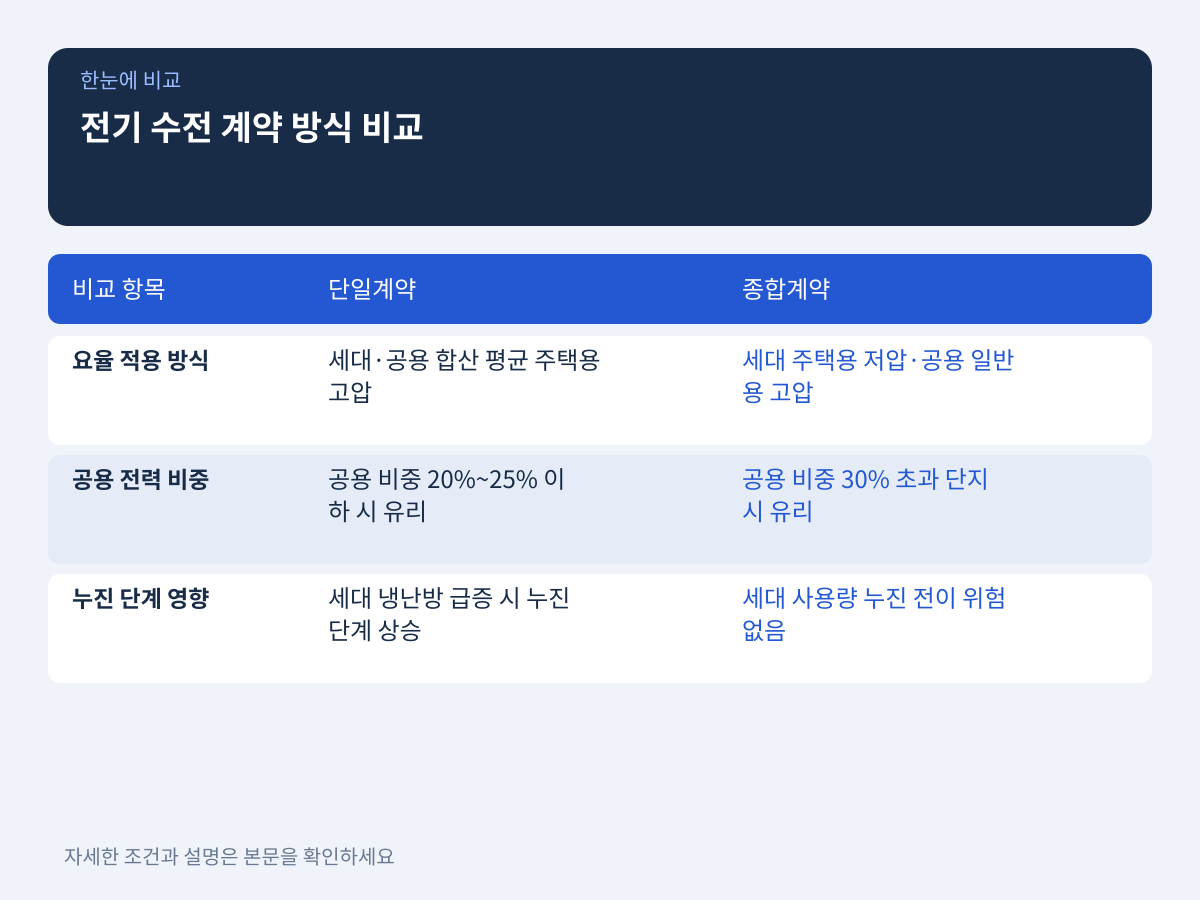 우리 단지에 유리한 전기 수전 계약 방식은 무엇인가 설명 이미지