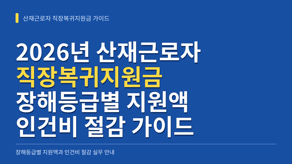 2026년 산재근로자 직장복귀지원금 장해등급별 지원액과 인건비 절감 실무 가이드 대표 이미지