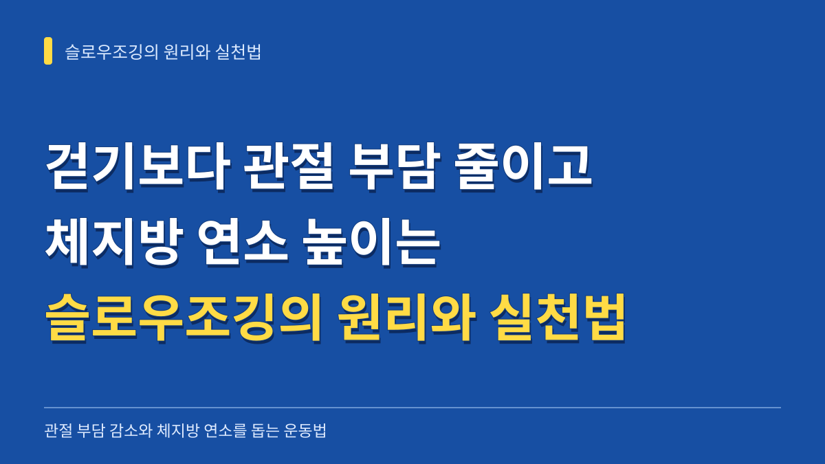 슬로우조깅이 걷기보다 관절 부담을 줄이고 체지방 연소를 높이는 역학적 원리와 단계별 실천법 대표 이미지