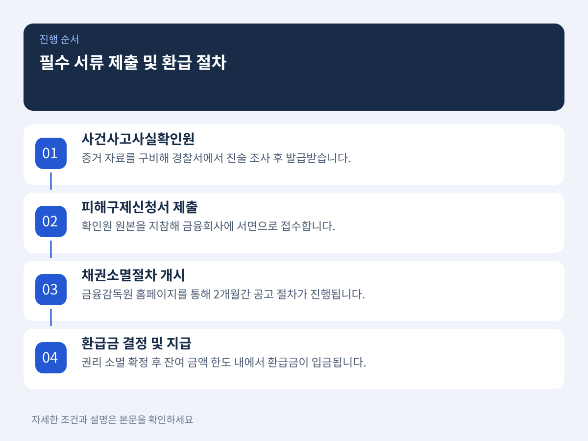 임시 조치 해제 방지를 위한 필수 서류와 피해환급금 청구 절차 설명 이미지